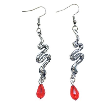 Earrings - Snake - Bead - Red