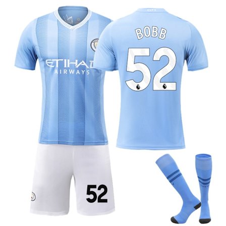23-24 Manchester City Kotipelipaita Lapsille ja Aikuisille, Jersey Numero 52 Oscar Bobb