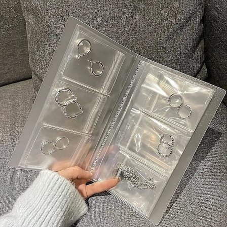 Transparent smyckesförvaringsbok, smycken Pvc dragkedja väska förtjockning smycken arrangör hushåll resa smycken displayhållare förvaringslåda för 