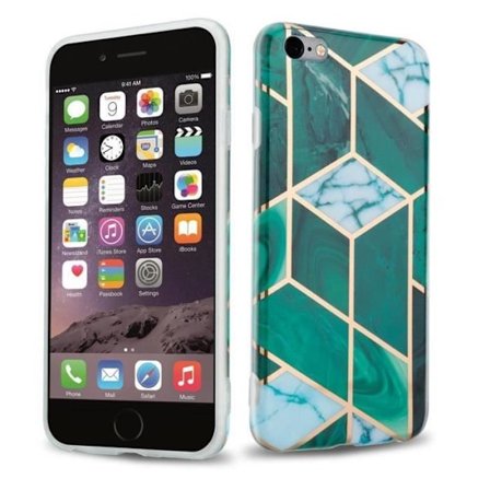 Etui för Apple iPhone 6 PLUS / 6S PLUS - CADORABO - Marmor Guld Vit Mörkgrön Nr. 6 - Silikon TPU