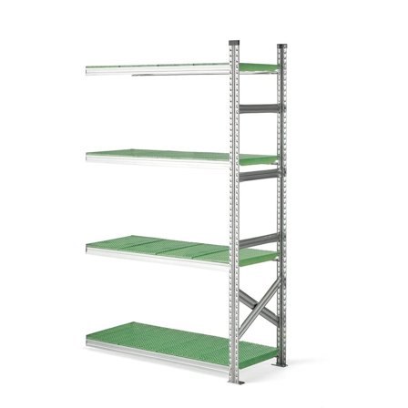 Fødevarereol TRANSFORM, påbygningssektion, 1972x1200x500 mm, grønne hylder