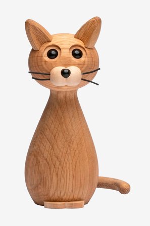 Spring Copenhagen - Trefigur Brave Katt 24 cm Eik - Natur - Pynteting - Fra Homeroom