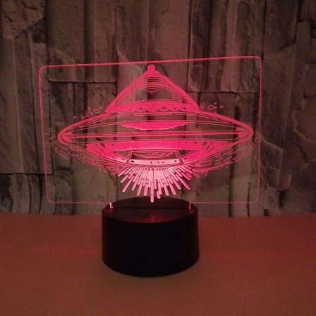 3D Natlampe Ny UFO Flyvende Tallerken 3D Lys UFO Farverig Berøringsfjernbetjening LED Visuel Lys Festival Gave 3D Natlampe Tredimensionel