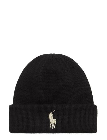 Polo Ralph Lauren Signature Pony Wool Beanie - Black - ONE SIZE