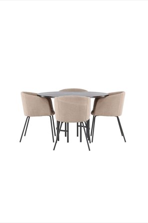 Venture Home - Spisegruppe Copenhagen med 4 stk spisestoler Berit - Brun - Spisegrupper - Fra Homeroom