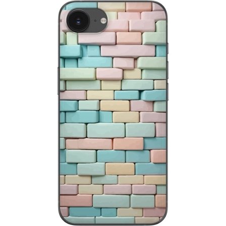 Kompatibel Mobilcover til Apple iPhone 16e Pastelfarvet murvæg i bløde toner, dekorativt mønster i rosa, mynte, lyseblå og beige.