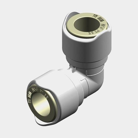 Raccord coudé Whale Equal Elbow, plastique, Whale Quick Connect 15 mm (WS15) (intérieur), blanc, 2-pack