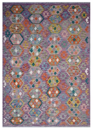 Hand Woven Kilim Afghan Old Style Rug 172X250 Dark Grey/Dark Red