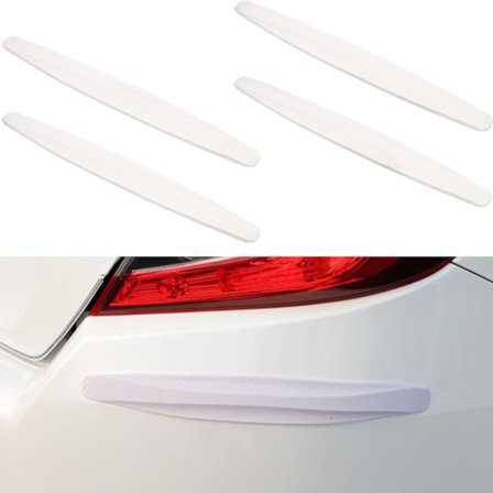 4-pakning Anti-Scratch Fleksibel Front og Front Bumper Beskytter, Universal Bumper Beskytter Klistremerker for å Beskytte Bilens Støtfanger (Hvit)