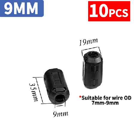 10 stk. Magnetiske ringe Ferrite Filter Anti-interferens skærm aftagelig EMC indre diameter 3,5 MM 5/7/9/11/13/15 MM 9MM