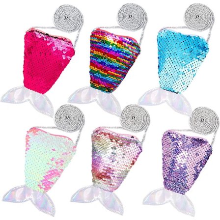 6-pak Glitrende Pung Havfruehale Børnepung Mini Messenger Taske