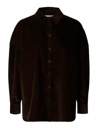 Selected Slfruna Corduroy Shirt - Brown - 36