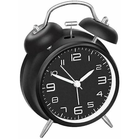 Total Dubbel Klocka Väckarklocka med Nattlampa, 4-tums Urtavla, Analog_tfrf