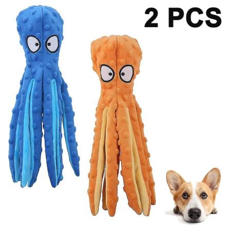 Hunde Squeaky Toys Octopus - Plys Hundelegetøj til hvalpe tænder 2 pakke