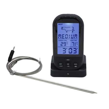 Trådlös digital termometer LCD BBQ Grill Kött Kök Ugn Mat Matlagningstermometer