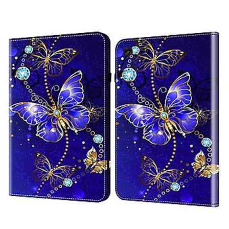 Målat läderfodral för Lenovo Tab M10 3:e generationen (Diamantfjärilar)