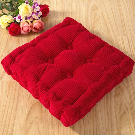 2 st golvkuddar, fyrkantig och rund meditationskudde, manchester sittdyna, dekorativ stolsdyna (15,8×15,8 tum ×40 cm, röd, fyrkantig)