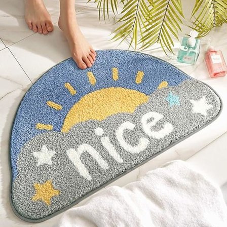 Golvmatta liten fräsch halvcirkel matta badrum halkfri matta absorberande fotdyna (glatt solsken)