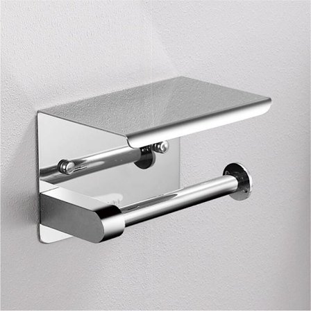 Toalettpappershållare med hylla Väggmonterad toalettpappershållare Spegel Rostfritt stål Toalettpappersdispenser för badrum och toalett