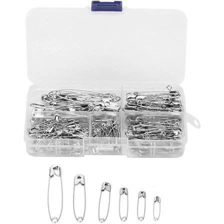 Sikkerhedsnåle-sortiment, Rustfrit Stål Sari-nåle, Små, Hårdt Arbejde