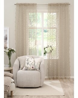 Gardinfag Bird jacquard vævet blonde 2-pak Hør