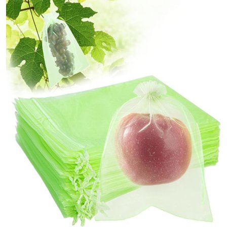 50 stk. frugtbeskyttelsesposer med snøre, 15x20 cm grønne organza-poser til frugttræer, net til havebeskyttelse
