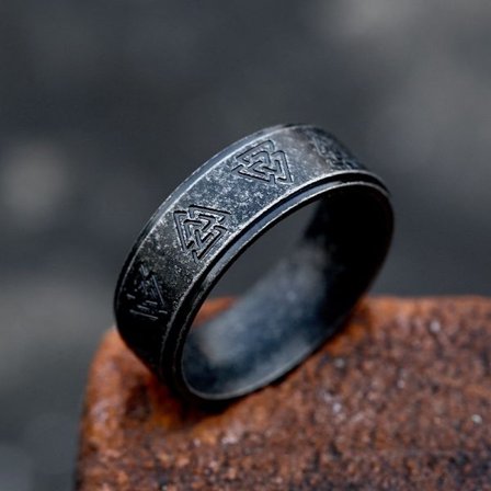 Ring - Nordic Mythology - Valknut antique black