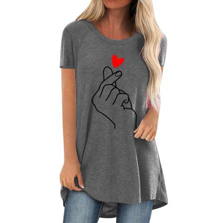 Kvinnor Casual Tee Shirt Crew Neck T-shirt Weekend Beach Reser