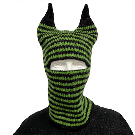 Strikket hue med oksehorn til voksne, strikket elefanthue, sød studenterhue til udendørs cykling, ski, vinter, hold varm hue til par, sort og hvid 