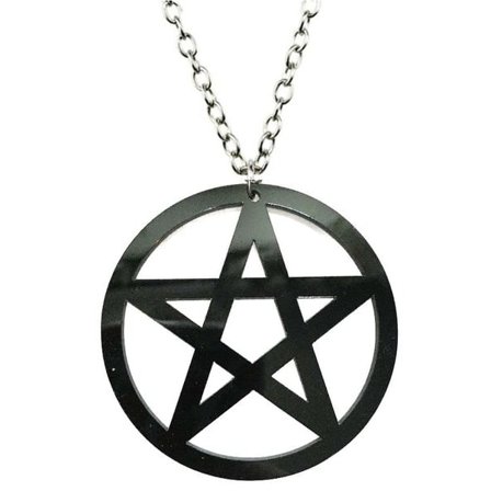 Necklace - Pentagram - Oversize - Acrylic - Black