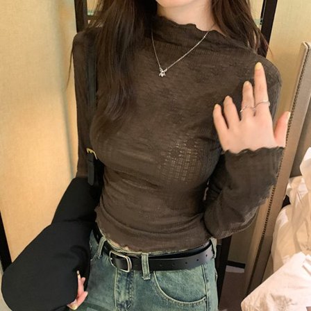 Stativkrage blus bantningsskjorta COFFEE XL