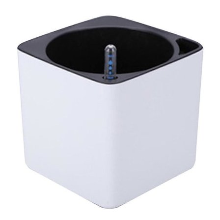 Firkantet Selvvanningspotte i Plast med Vannstandsindikator Hvit S