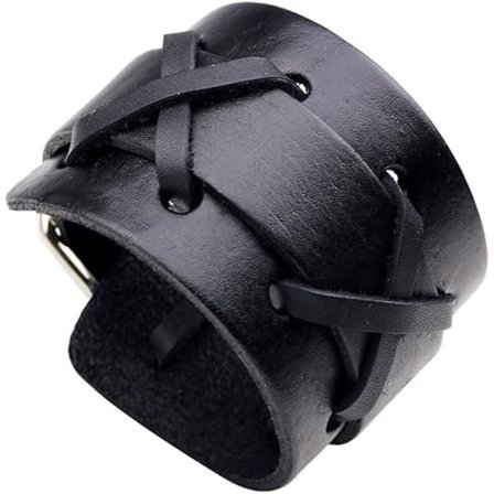 Punk Rock Bältesspänne Armband Korsmönster Flätat Läder Manschettarmband - Svart