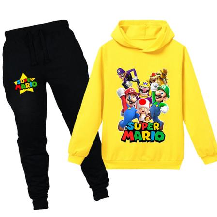 Super Mario Boys Pige Pullover Hættetrøje og joggingbukser Sæt Sportstøj Børnetøj 140cm(9-10år) 0 140cm(9-10years) yellow