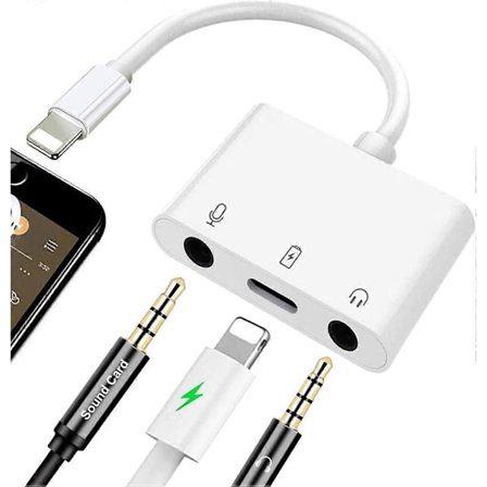 iPhone Mikrofon Adapter til Livestreaming Lightning til Mikrofon og 3,5 mm