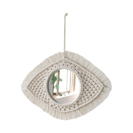 Boho Tapestry Eye Flower Makrame Spegel Handgjord bomullstråd Hantverk för ome Sovrum Vardagsrum Baby Nursery Inredning