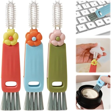 3-pack 3-in-1 Monitoiminen Puhdistusharja Mukin Kansille