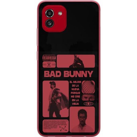 Kompatibel Mobilcover til Samsung Galaxy A03 Bad Bunny NFL-inspireret skjoldlogo med amerikansk fodbold og stjerner
