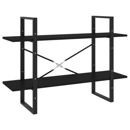 Vidaxl Bokhylla 2 Hyllplan Svart 100x30x70 Cm Konstruerat Trä Svart