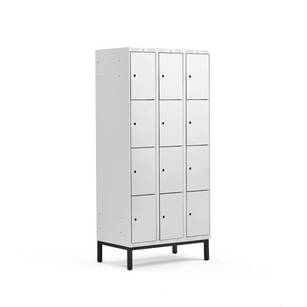 4 door locker CLASSIC, leg frame, 3 modules, 1940x900x550mm, grey