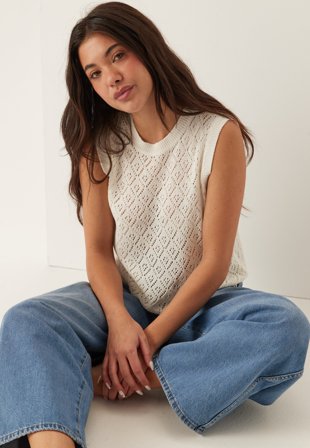 ONLY - Onlsunny Sl Pointelle Top Knt - Cloud Dancer