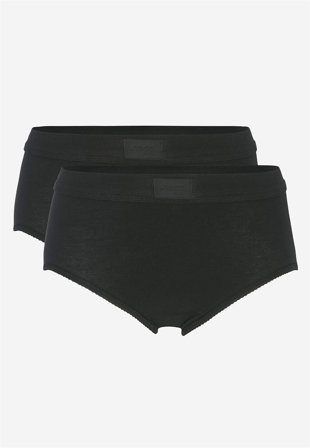 Sloggi - Mjuk maxitrosa i bomull Double comfort 2-pack - svart - för damer - 44 - Cellbes