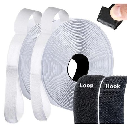 Borrelås med selvklebende tape 3cm x 8m Hvit White 3cm x 8m -