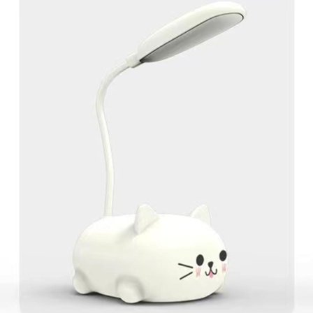LED-skrivebordslampe til børn, sød kattelampe USB-genopladelig læselampe, bærbar LED-bordlampe (hvid)