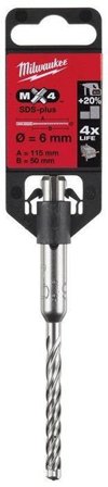 Milwaukee MX4 Hammarborr SDS-Plus, 4-skärs 6x115 mm, Maskintillbehör & förbrukning
