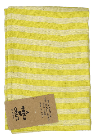A World of Craft ECO BLOCKSTRIPE Handduk Kökstextil Gul 50x70 cm