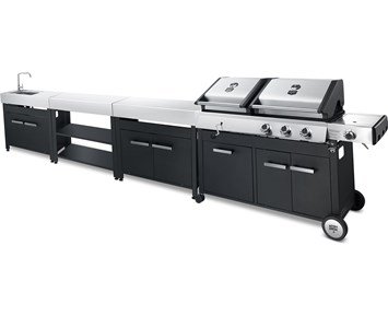 Austin and Barbeque AABQ - Classic Combo Charcoal/3+1B + AABQ Side Table Open + AABQ Side Table With Doors + AABQ Side Table With Sink - Classic 