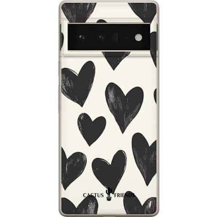 Kompatibelt Mobildeksel til Google Google Pixel 6 Pro Cactus and Friends - Bold Black Love Pattern