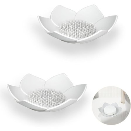 2-delt såpeskål i silikon, sklisikker såpeholder med dreneringshull, baderomssåpeskål, solid såpeholder for dusj, kjøkken og badekar (hvit)