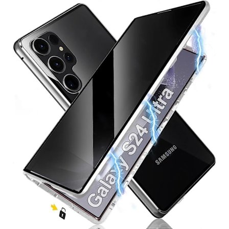 Magneettinen tietosuojakotelo Samsung Galaxy S24 Ultra/S24 Plus/S24 -puhelimille turvalukolla, magneettinen kaksipuolinen karkaistu lasinen 